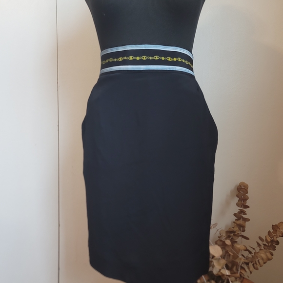 Vintage Black Pencil Skirt with Waist Detail EUC - Picture 1 of 5